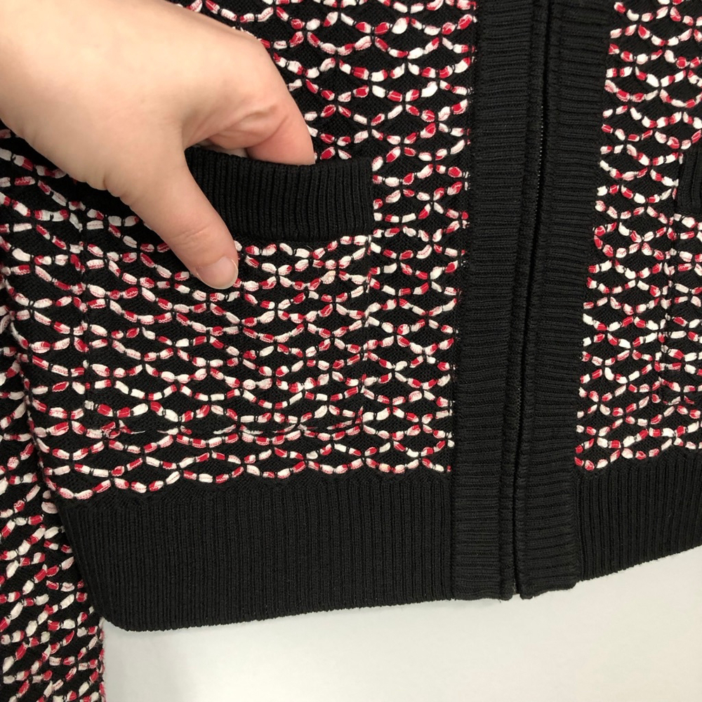 St John Knit Caviar Tweed Zip Front Cardigan Jacket Petite - Picture 5 of 10